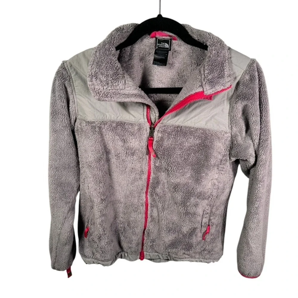The North Face Girl's Fleece Jacket Pink Trim Gray Size L 14 16‎ Outdoor